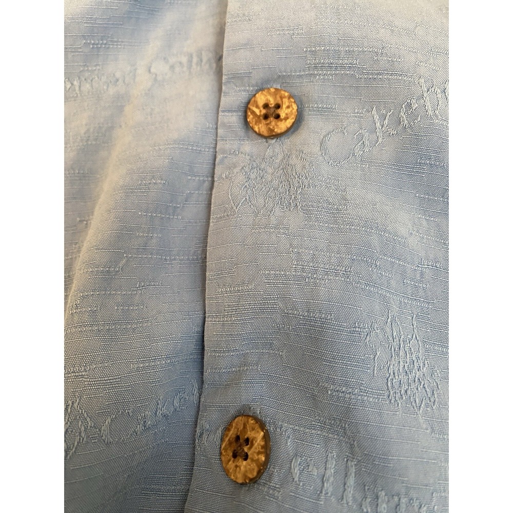 Eagle Dry Goods Co Blue Size L 100% Silk Button Up Shirt Logo on Shirt #208 - Picture 6 of 8